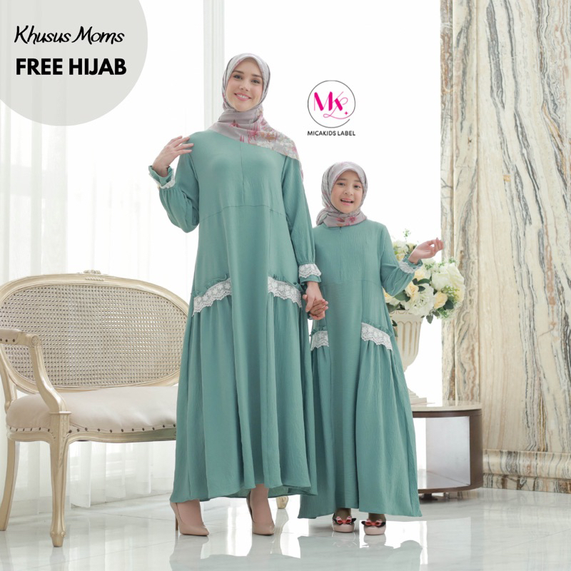 GAMIS POLOS IBU DAN ANAK GAMIS COUPLE CRINKLE POLOS HAGIA SOPHIA