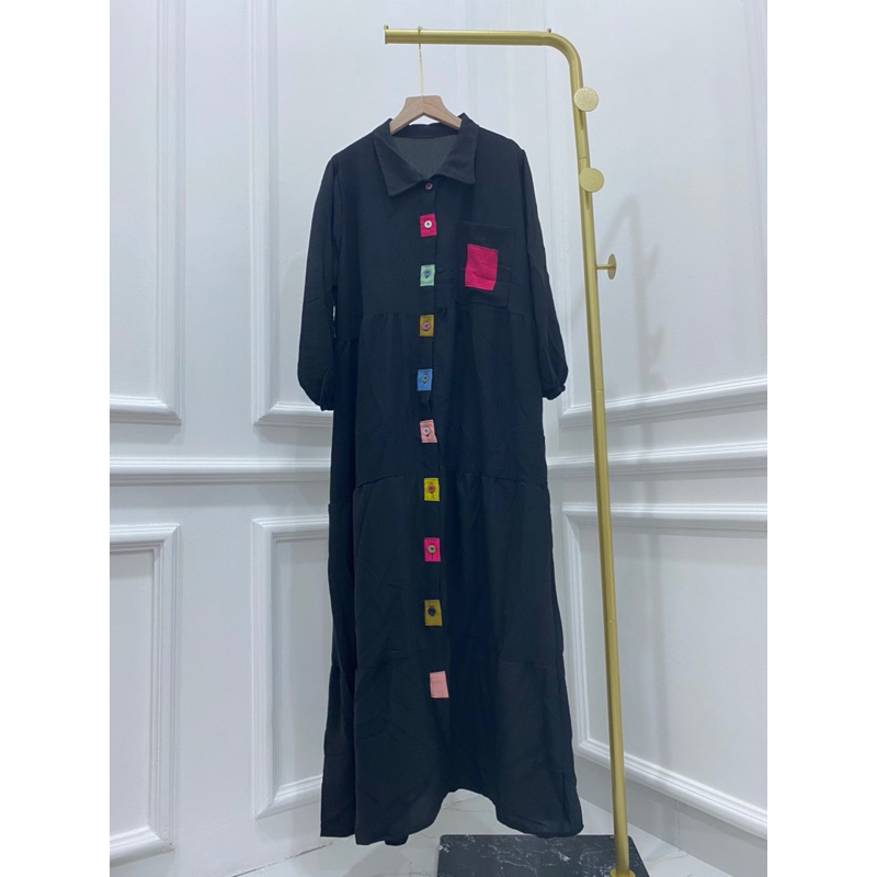 GAMIS CRINKLE LEBARAN NAMARA MAXI PELANGI ALLSIZE ABG EID IDUL FITRI MURAH KANCING BUSUI MODELLANO PGMTA