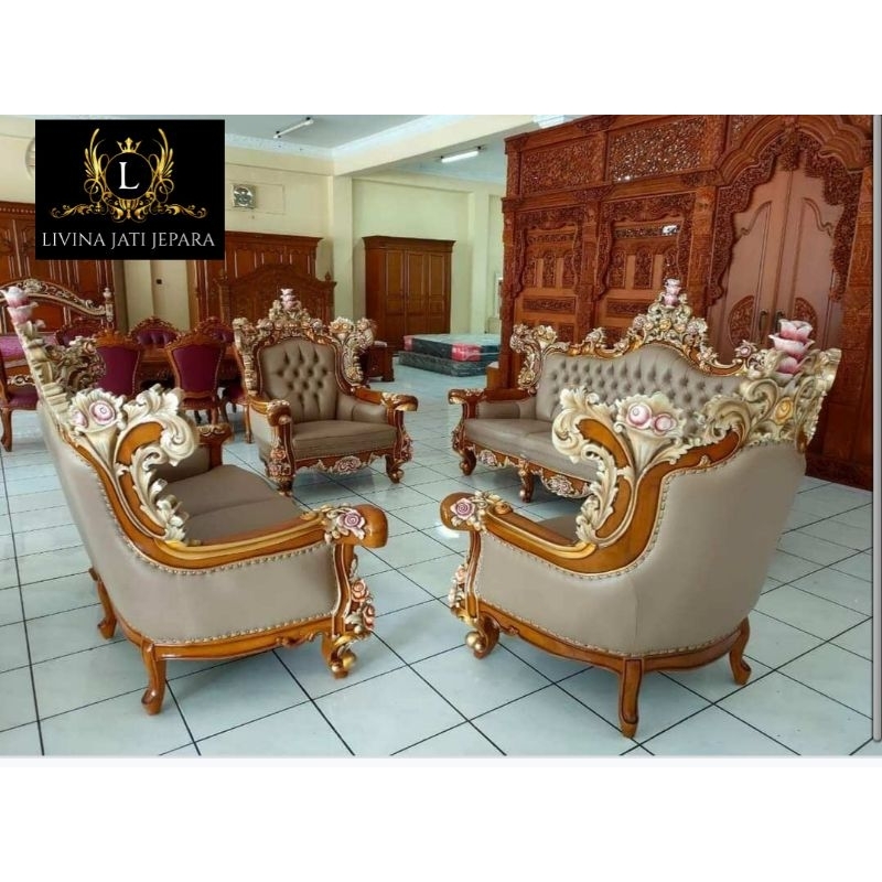 kursi tamu kayu jati  ukir jepara /kursi tamu jati mewah