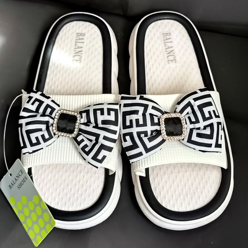 Sandal wanita import Sandal perempuan terbaru Selop balance trendy sendal karet jelly motif pita gesper