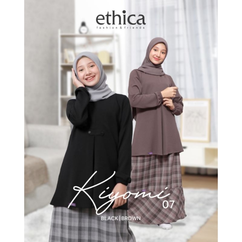 Tunik Set Remaja Kiyomi 07 Brown ny Ethica|Tunik Set Rok|Baju Remaja|Baju Set Anak|Baju Muslimah|Baj