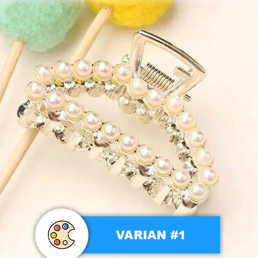 Jepit rambut korea Zamzam H46 Large Size Clip Pearl Hairpin Rhinestone Sweet Lovely keren