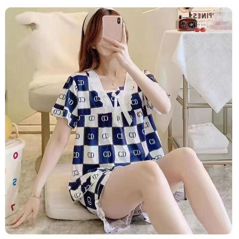 Baju tidur wanita import / stelan hp piyama wanita renda halus