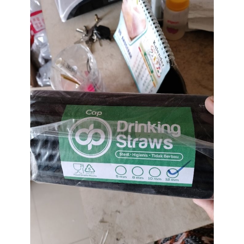 Sedotan Plastik Boba warna hitam