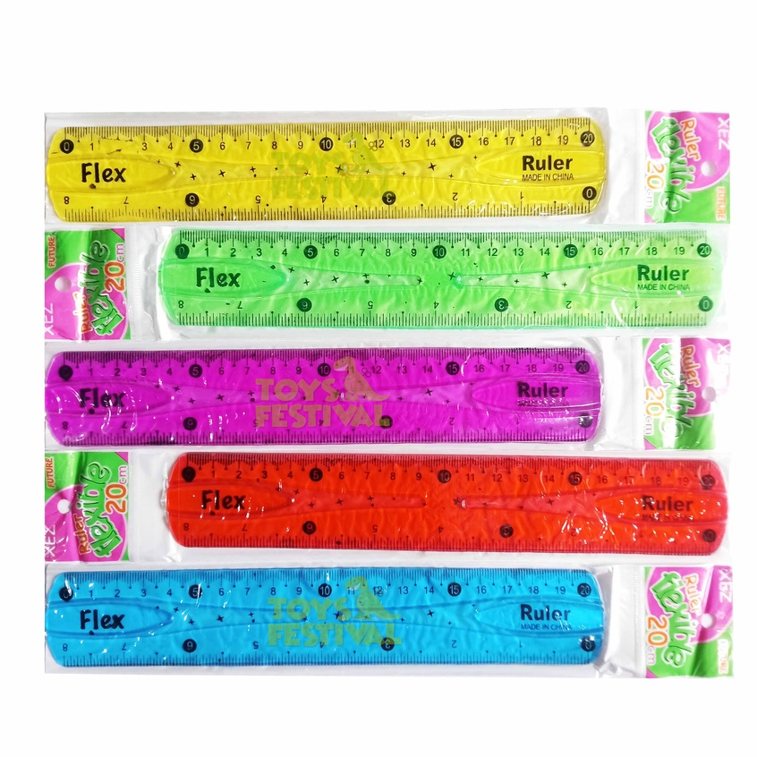 Penggaris Panjang  Lentur Flexible Ruler 20 cm 8 inch Transparant Multiwarna