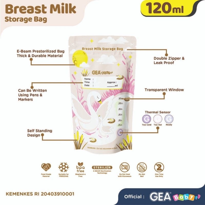 GEA BABY KANTONG ASI 120ML - MILKY HOUSE BREAST MILK BAG 120ML - PLASTIK SUSU MURAH