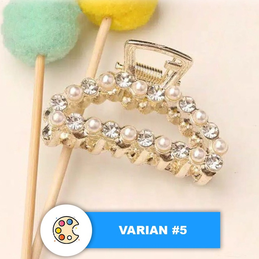 Jepit rambut korea Zamzam H46 Large Size Clip Pearl Hairpin Rhinestone Sweet Lovely keren