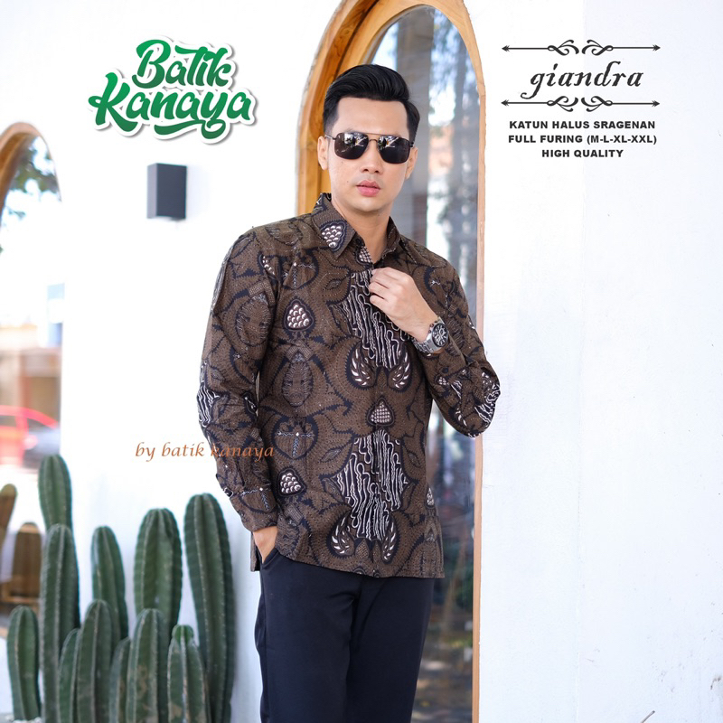 Kemeja Batik Pria GIANDRA Full Furing Bahan Katun PREMIUM