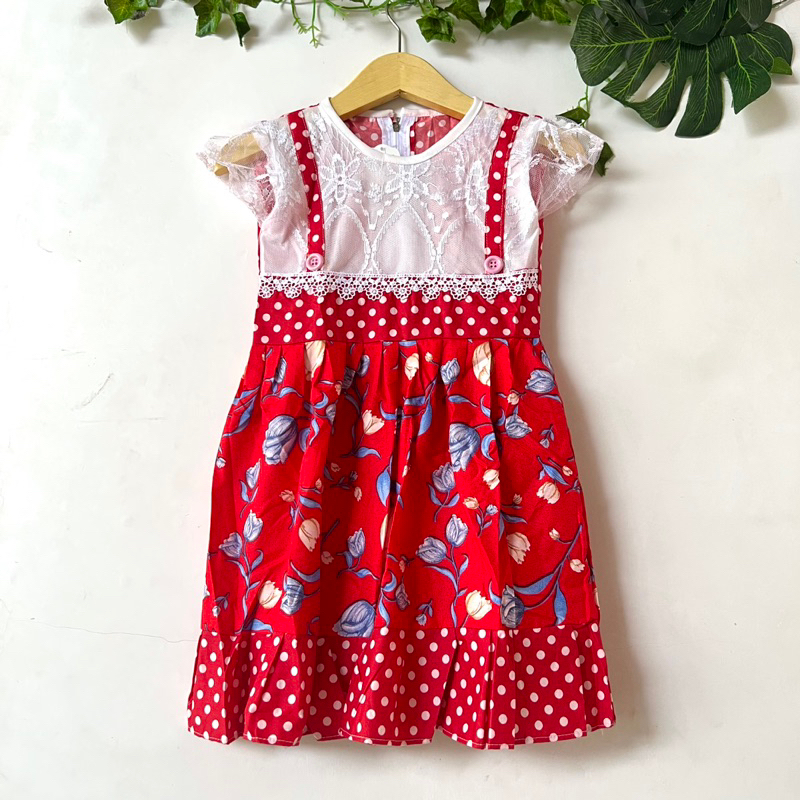 Dress anak cewek 2 3 tahun gaun anak motif bunga baju anak perempuan cewek ( dress ananda brokat )