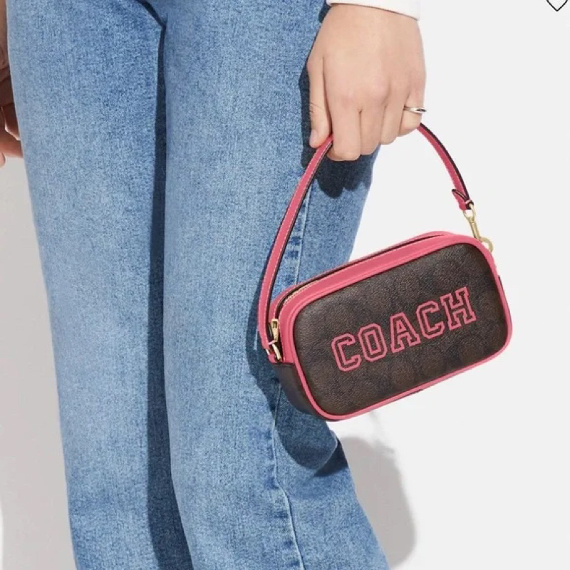 Coach Mini Jamie Camera Bag In Signature Canvas With Varsity Motif (CB851)