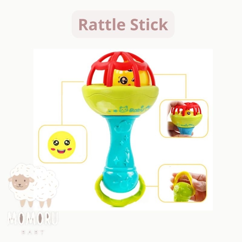 Mainan Kerincingan Rattle Stick Barbel Bola BPA Free Mainan Bayi Anak