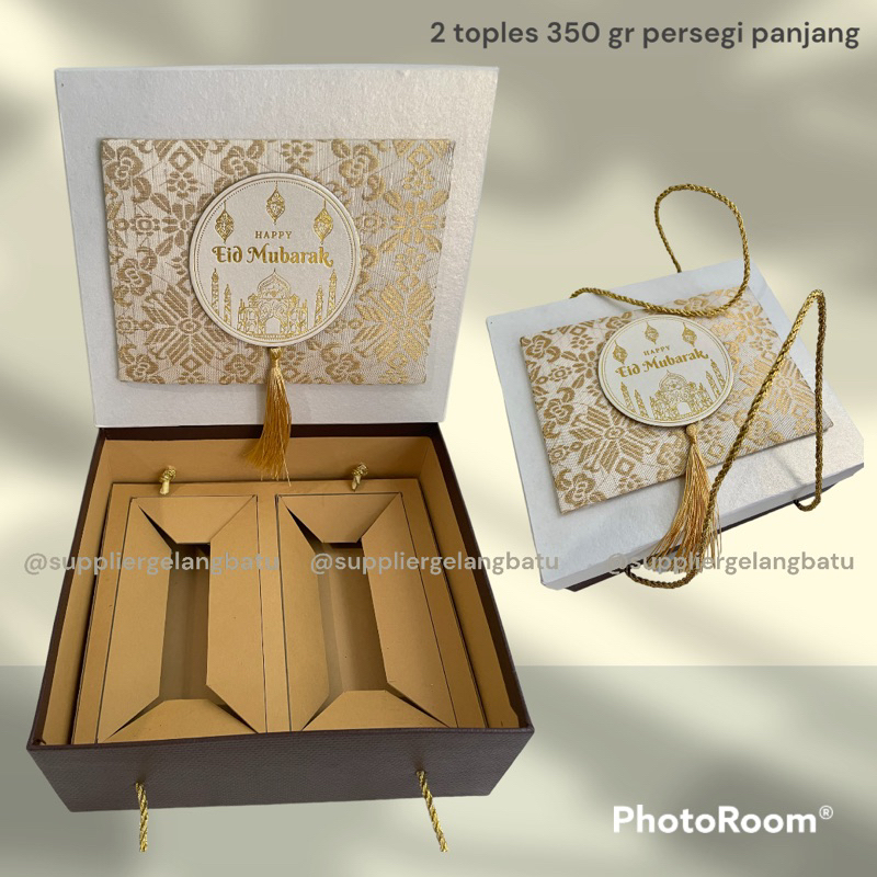 box kue isi 2 toples 350gram persegi panjang dengan sekat