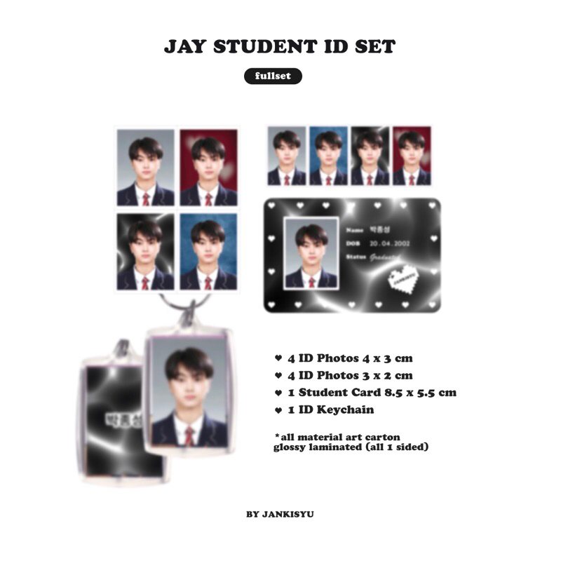 ENHYPEN Student ID Set BY JANKISYU (pas foto id photo keychain)