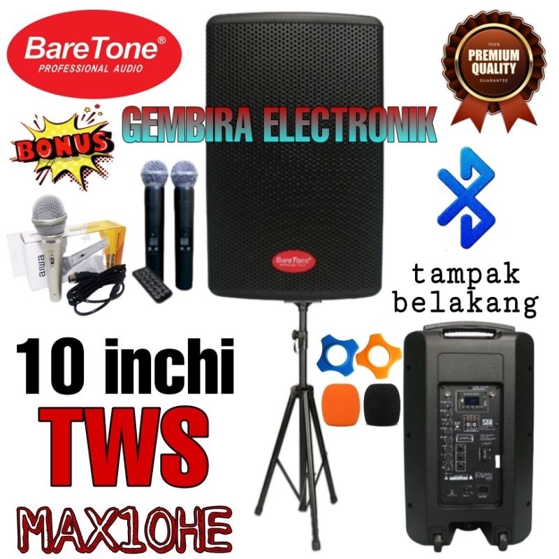 Jual Paket Speaker Aktif Portable Baretone Max He Inch Original Garansi Resmi Baretone Tws