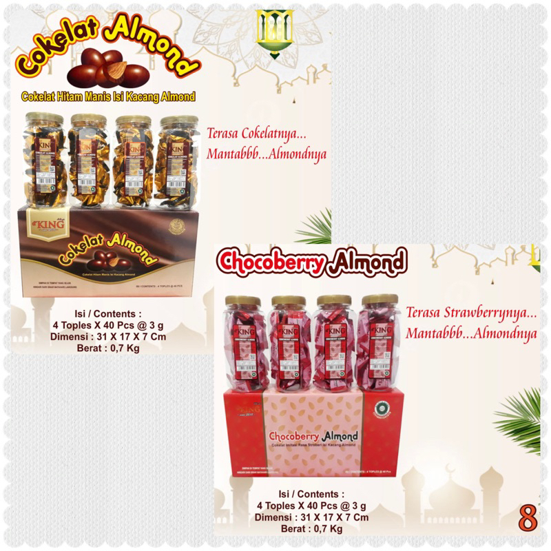 1 Kotak (4 Toples Kecil) D'King Bonibol Cokelat Almond &amp; Chocoberry Almond