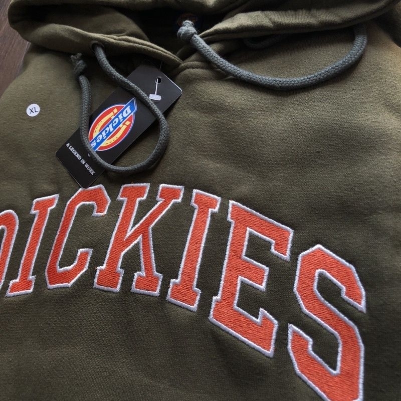 HOODIE DICKIES - TEXT BORDIR HIJAU ARMY FULLTAG &amp; LABEL