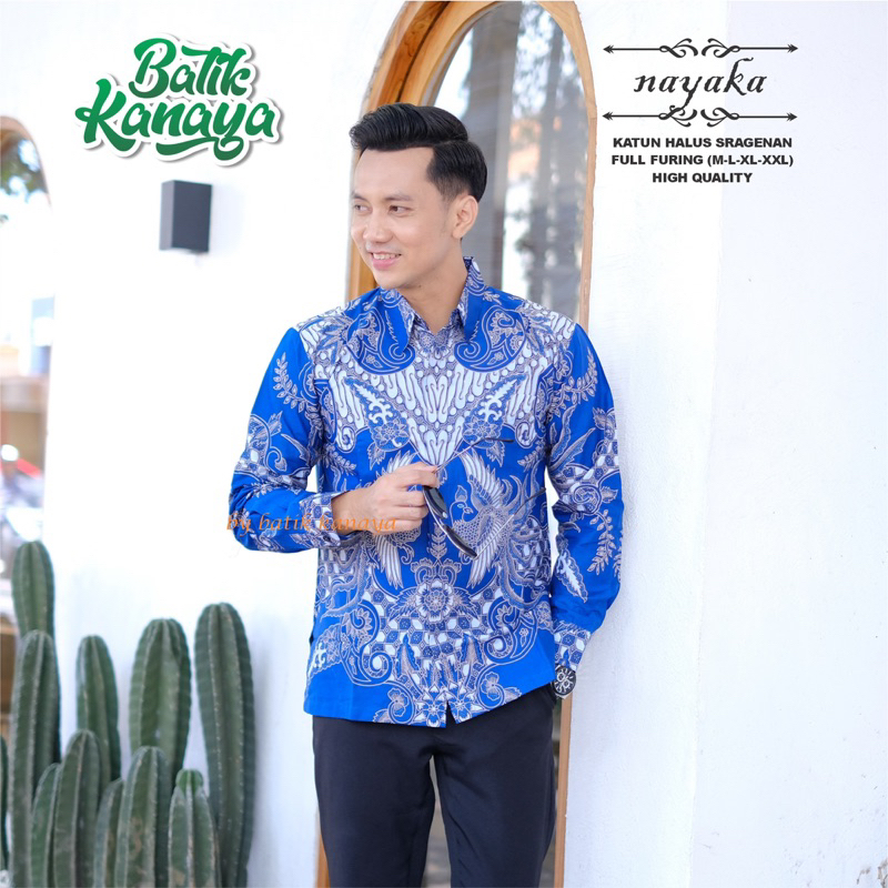 NAYAKA Baju Batik Pria Full Furing Bahan Katun Sragenan