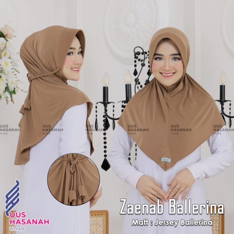 (Uus Hasanah) ZAENAB BALLERINA •jilbab instan jersey ballerina•hijab instan pet tali kepang