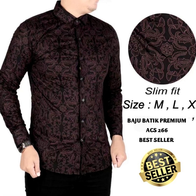 KEMEJA BATIK PRIA SLIM FIT BAJU BATIK PRIA MODERN MEWAH PREMIUM