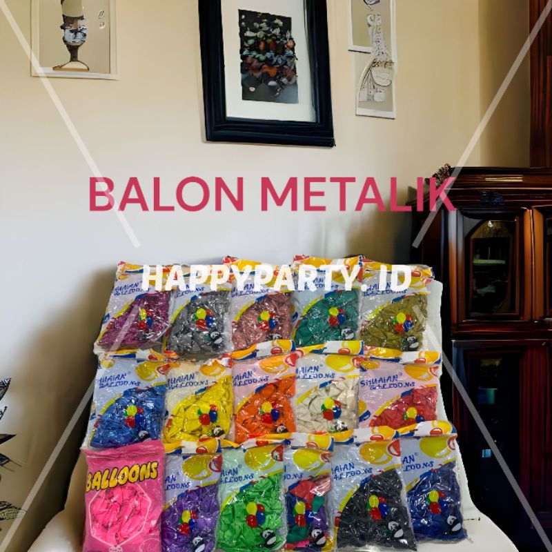 GROSIR ISI 100 - BALON LATEX METALIK 12 INCI TEBAL