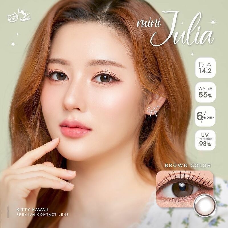 SOFTLENS MINI JULIA KITTY KAWAII BROWN COKLAT NORMAL MINUS s.d -10.00 ORIGINAL MADE IN KOREA