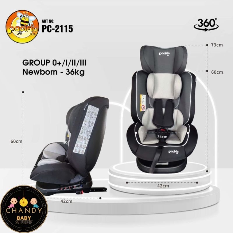 CARSEAT ANAK PACIFIC PC 2115 ROTATE 360° BISA NEW BORN SAMPAI 12 TAHUN PC 2115