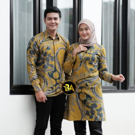 Batik Couple Modern Atasan Blouse Batik Kerja Kantor Wanita Motif Salur