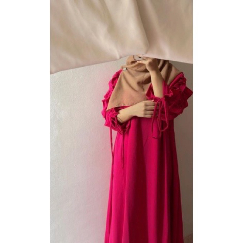 Tamstore Gamis Crinkle Zulfa Maxi Dress Lengan Serut