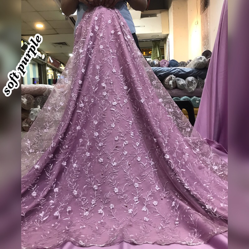 New PROMO!!! kain bahan Tulle akar mutiara / bahan kebaya brokat Tulle, ( ceplok salaur).