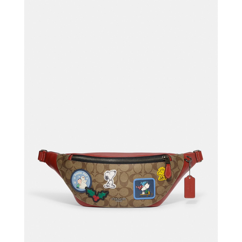 Coach X Peanuts Warren Belt Bag In Signature Canvas With Patches (CE541)