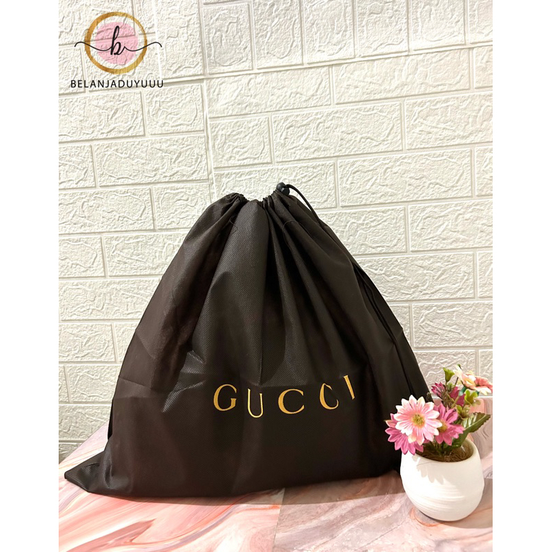 GUCCI DUSTBAG Coklat Pengganti Sarung Tas Pelindung Debu Serut Dust Bag DB Branded