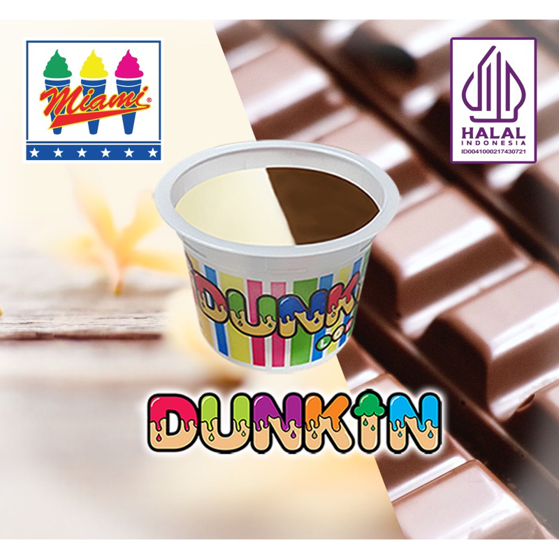 

Miami Ice Cream Mini Cup isi 10 pcs Glory (Single Flavor Chocolate / Strawberry) / Dunkin (Double Flavors Chocolate Vanilla / Strawberry Vanilla) Mini cup 75 ml