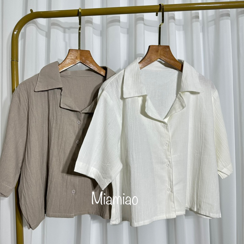 AUDY CROP SHIRT - LINEN SHIRT