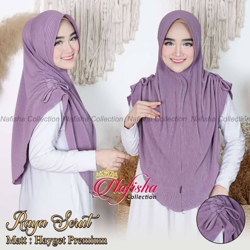serut raya Hijab Khimar Bergo jilbab kerudung Jumbo bahan plisklet Spandek Jersey | Jilbab Bergo Pad