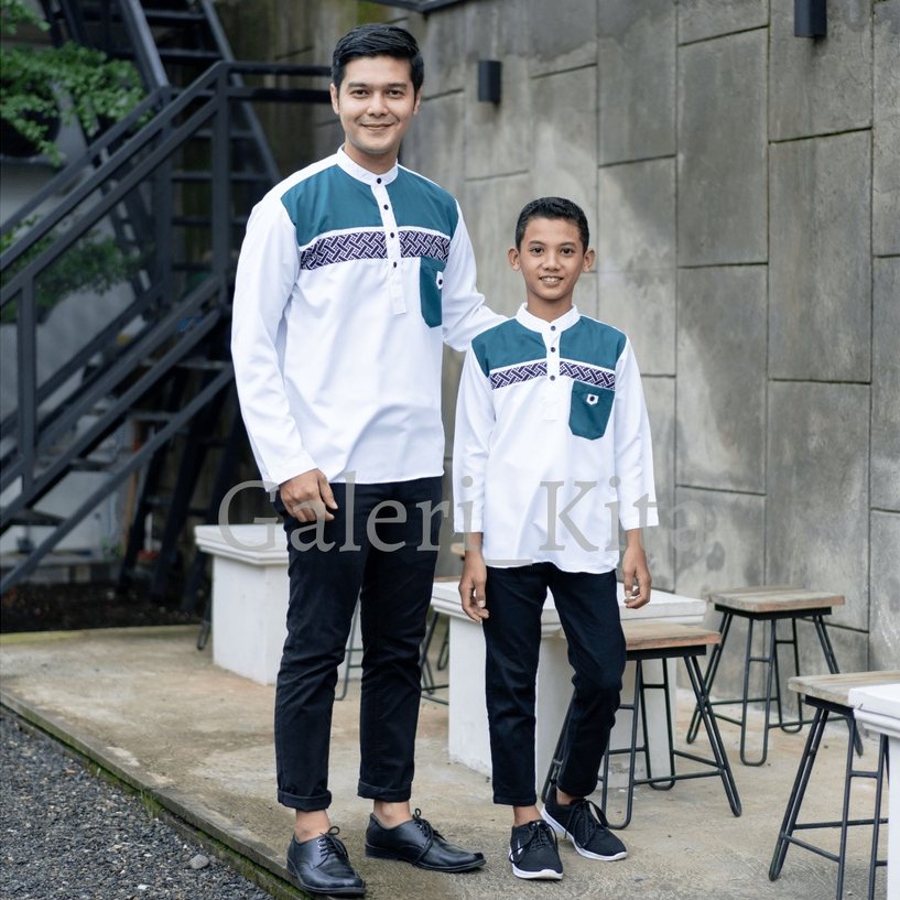 Baju Koko Lengan Panjang Couple Ayah Anak Pria Dewasa Bahan Katun Adem Tebal Terlaris Bisa COD Warna Putih Hitam Biru Navy M L XL XXL Jumbo