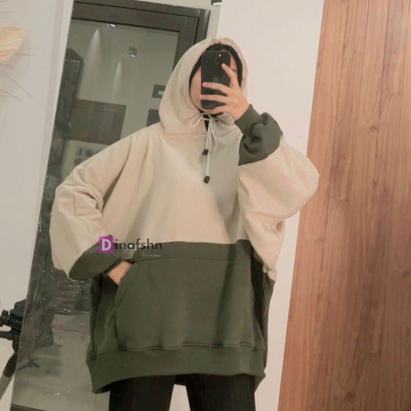 HOODIE COMBIE OVERSIZE XXXL SWEATER HOODIE OVERSIZE WANITA TOPI DUA LAYER