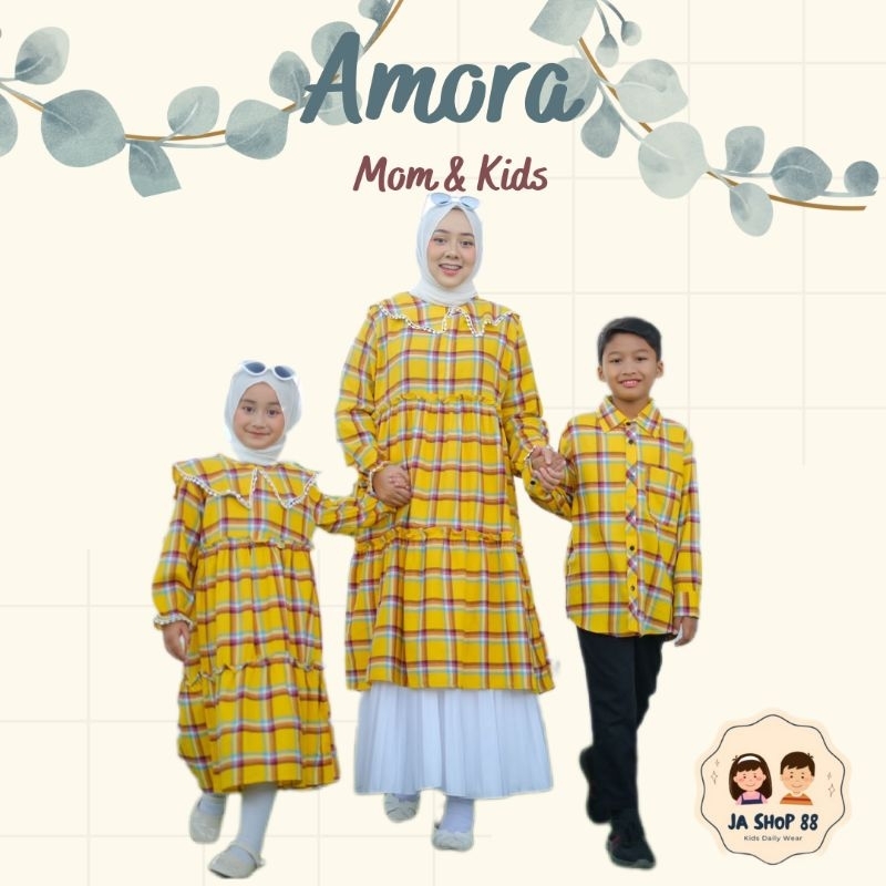 BAJU LEBARAN KELUARGA, MOTIF KOTAK IBU DAN ANAK BAHAN FLANEL