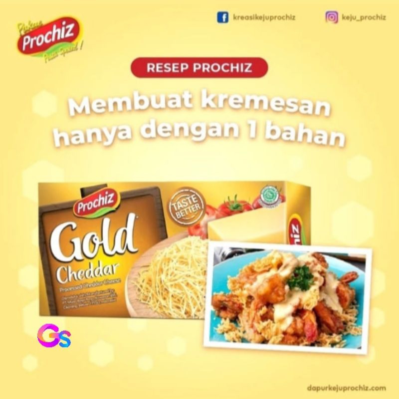 

Prochiz Gold Cheddar 160Gram / Slice Isi 12Lembar 156Gram
