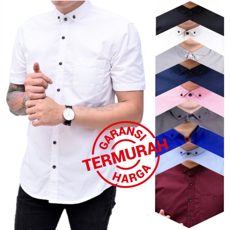 Warna Lengkap KEMEJA PRIA BOYI TOP MAN LENGAN PENDEK KASUAL FORMAL KERJA KANTOR POLOS PUTIH HITAM WHITE