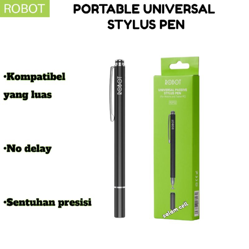 STYLUS PEN Robot RSP02 Universal 2 in 1 Capacitive for Mobile and Tablet PC ORIGINAL garansi Resmi