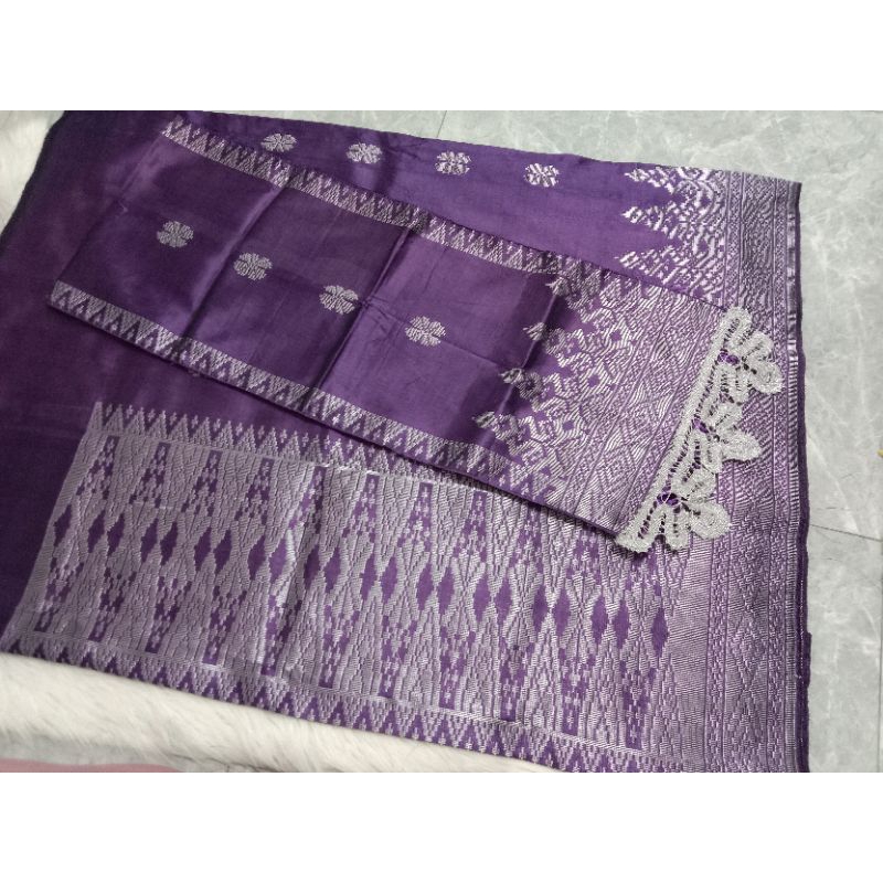 songket silungkang warna ungu silver