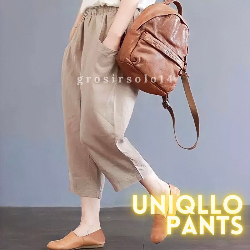 Celana Kulot Katun Uniqllo Pants Size Jumbo Bahan Cotton Twill Stretch Premium / Celana Korea / Celana Oversize Katun Twill