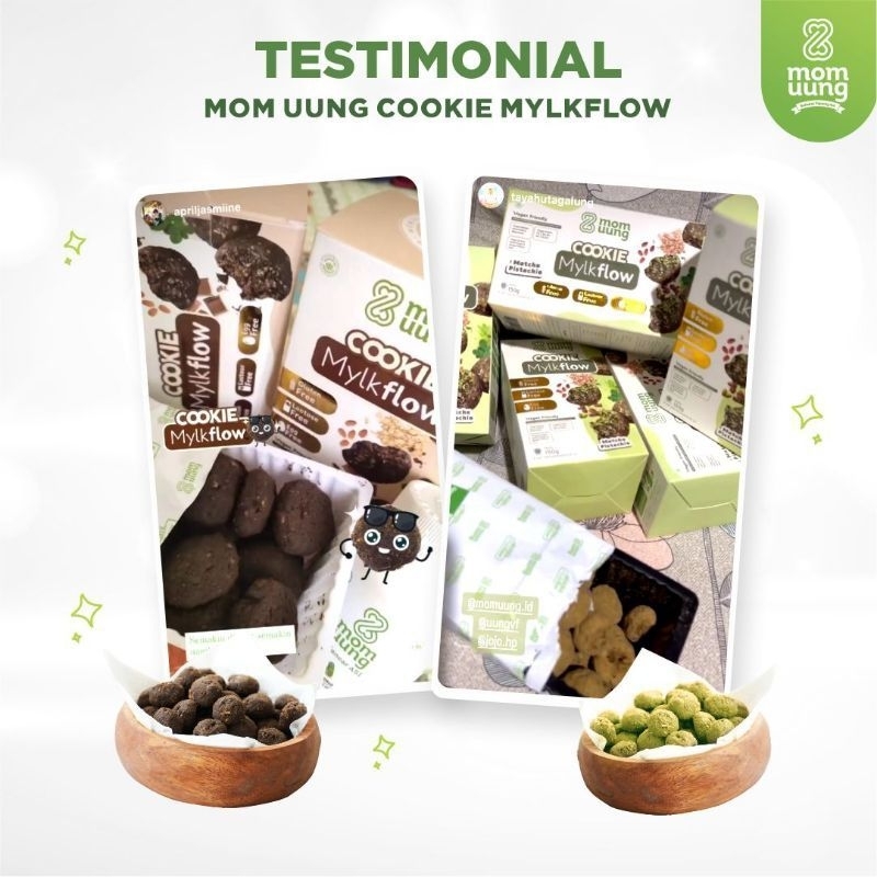 Mom Uung Cookie ASI Booster Mylkflow Classic Choco dan Matcha Pistachio