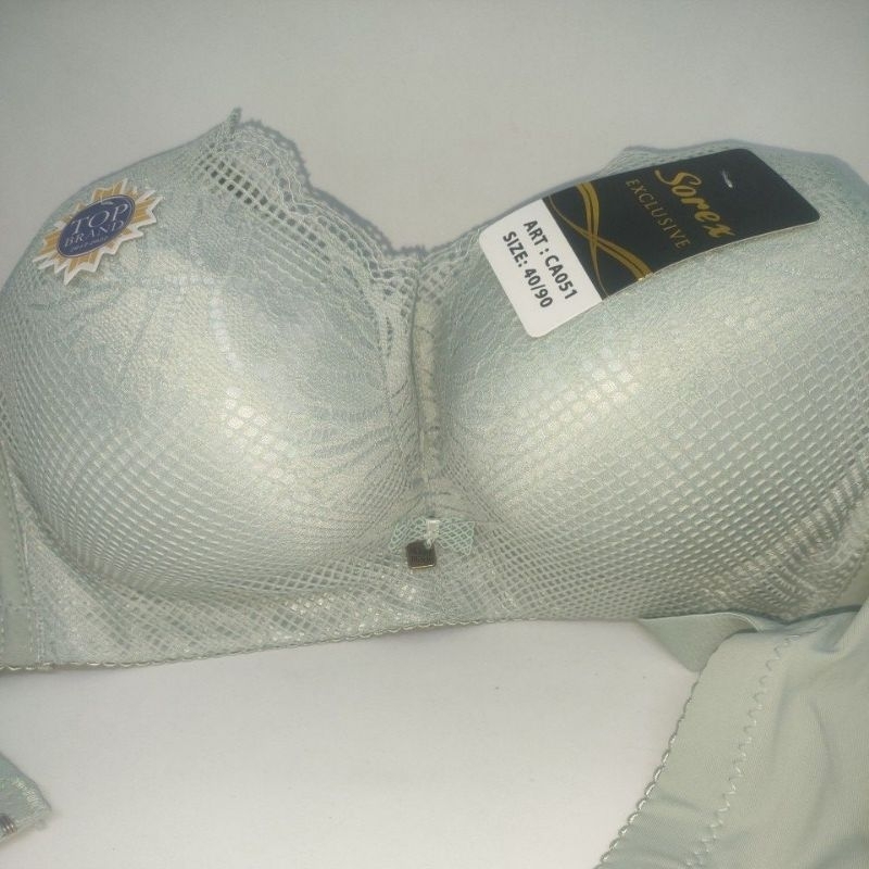 Bra Sorex CA 051 Lissa renda premium cup A-B besar, tanpa kawat, busa 34-40