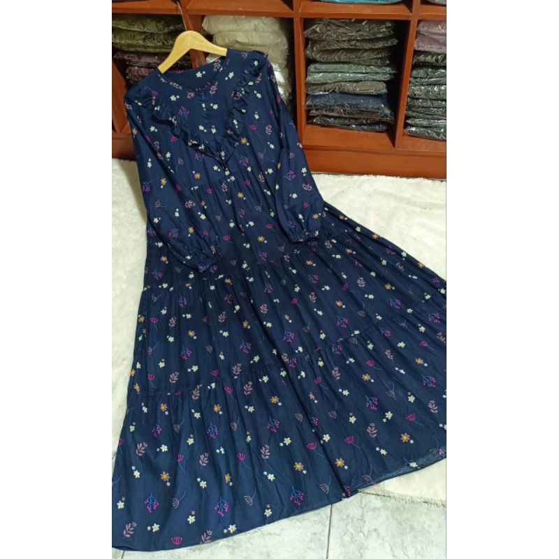 Daster Long Dress crincle airflow model santai dan simpel Busui Friendly