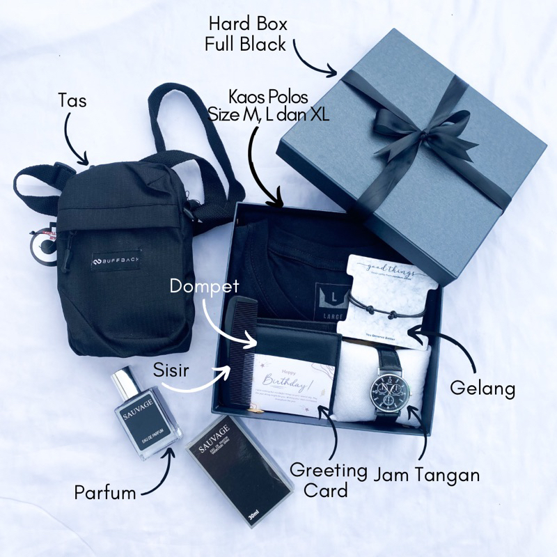 [A4466]HAMPERS GIFT BOX HARD BOX FULL BLACK UNTUK COWOK/KADO PACAR/KADO VALENTINE/KADO ANNIVERSARY/KADO WEDDING/KADO BAJU KAOS COWOK/KADO WISUDA/HAMPERS LEBARAN/HAMPERS RAMADAN/HAMPERS HARI GURU