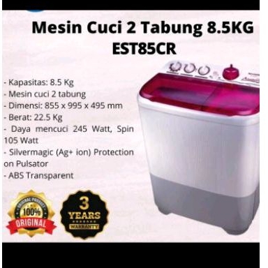 MESIN CUCI SHARP EST 85CR 8.5KG / EST 95CR 9.5KG MANUAL 2 TABUNG