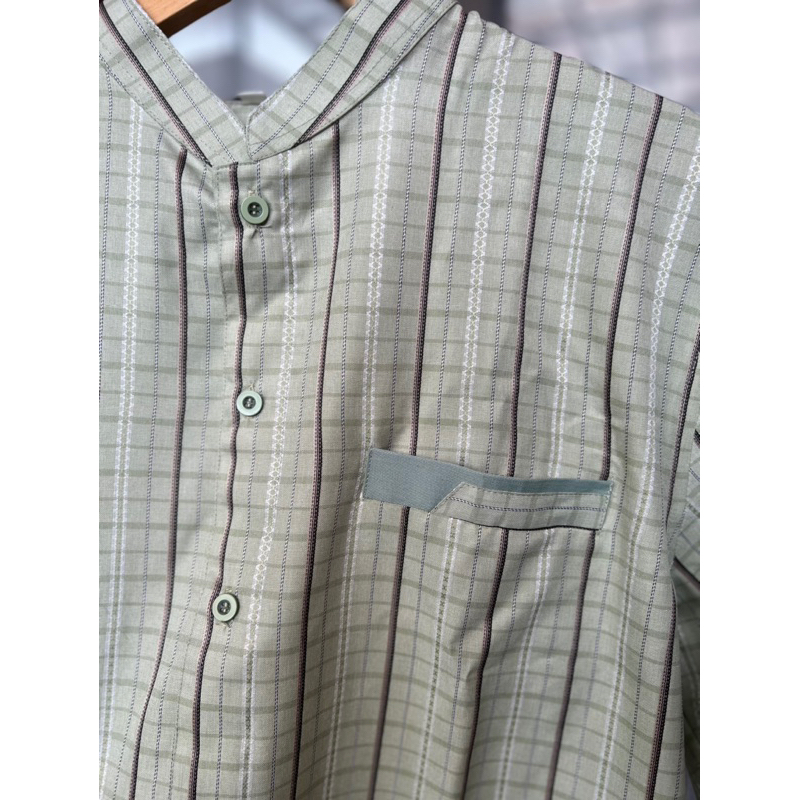 Koko Couple ayah anak Greentea Sage / Soft Green Motif Salur