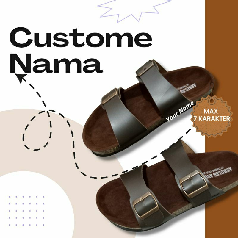 Sandal Custom Nama Satuan Tulisan Tali Jepit Pria Wanita Untuk Souvenir Pernikahan Kado Ulang Tahun Pacar Anniversary Wisuda Signature Side Emboss Premium Sandal Jepit Masakini Tali Kulit Motif ADS Summer Taste