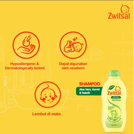 Zwitsal Natural Baby Shampoo Aloe Vera, Kemiri &amp; Seledri 100ml Buy 1 Get 1